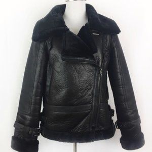 Blank NYC Black Faux Fur Lined Moto Jacket Coat
